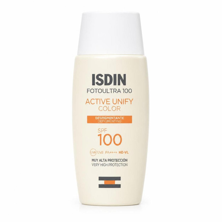 کرم ضدآفتاب بدون رنگ ایزدین SPF50 مدل FOTOULTRA 100 ACTIVE UNIFY مناسب انواع پوست، حجم 50 میلیلیتر